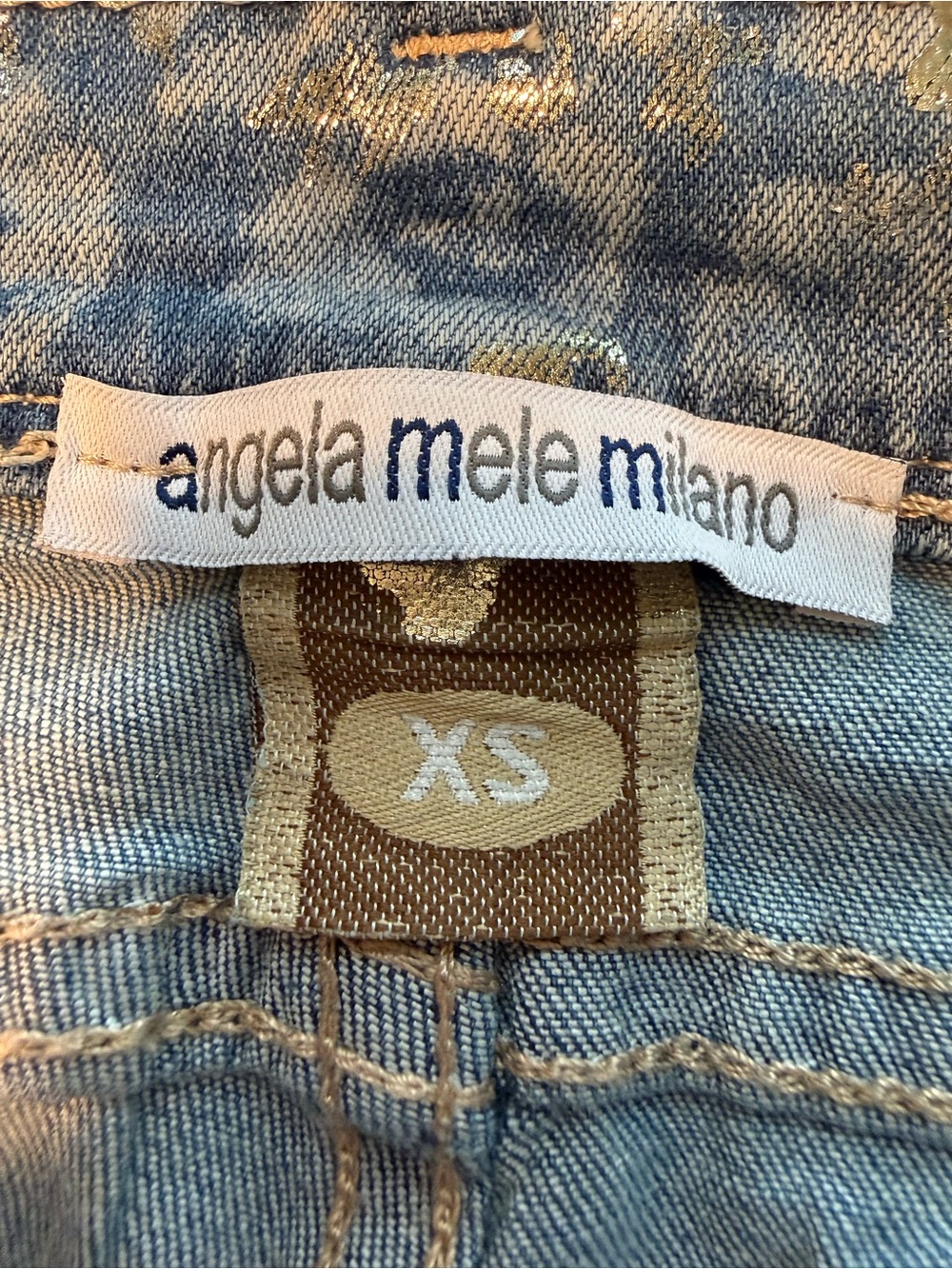 Angela Mele Milano Patchwork Embellished Cropped Jeans XS Italy Lace Sequin - Picture 2 of 10